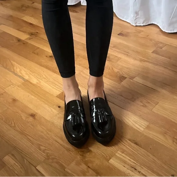 Stuart Weitzman Black Patent Leather Loafers - Picture 2 of 3